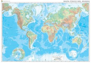 Mapa físico de todo el mundo para imprimir